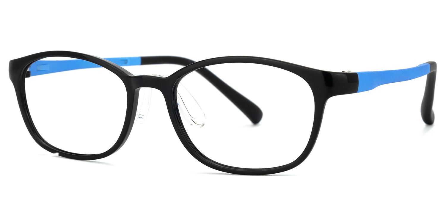 Sebastian - Oval Black Kids Eyeglasses | Vooglam Front View