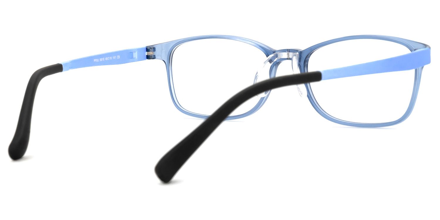 Mateo - Rectangle Blue Kids Eyeglasses | Vooglam Side View