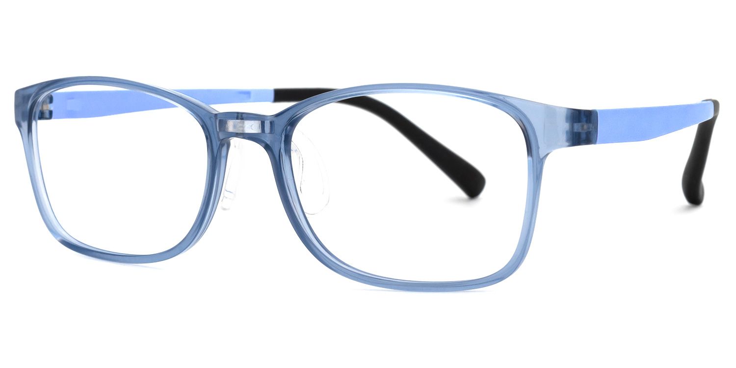 Mateo - Rectangle Blue Kids Eyeglasses | Vooglam Front View