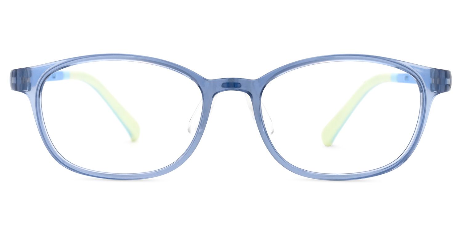 Sebastian - Oval Blue Kids Eyeglasses | Vooglam Angle View
