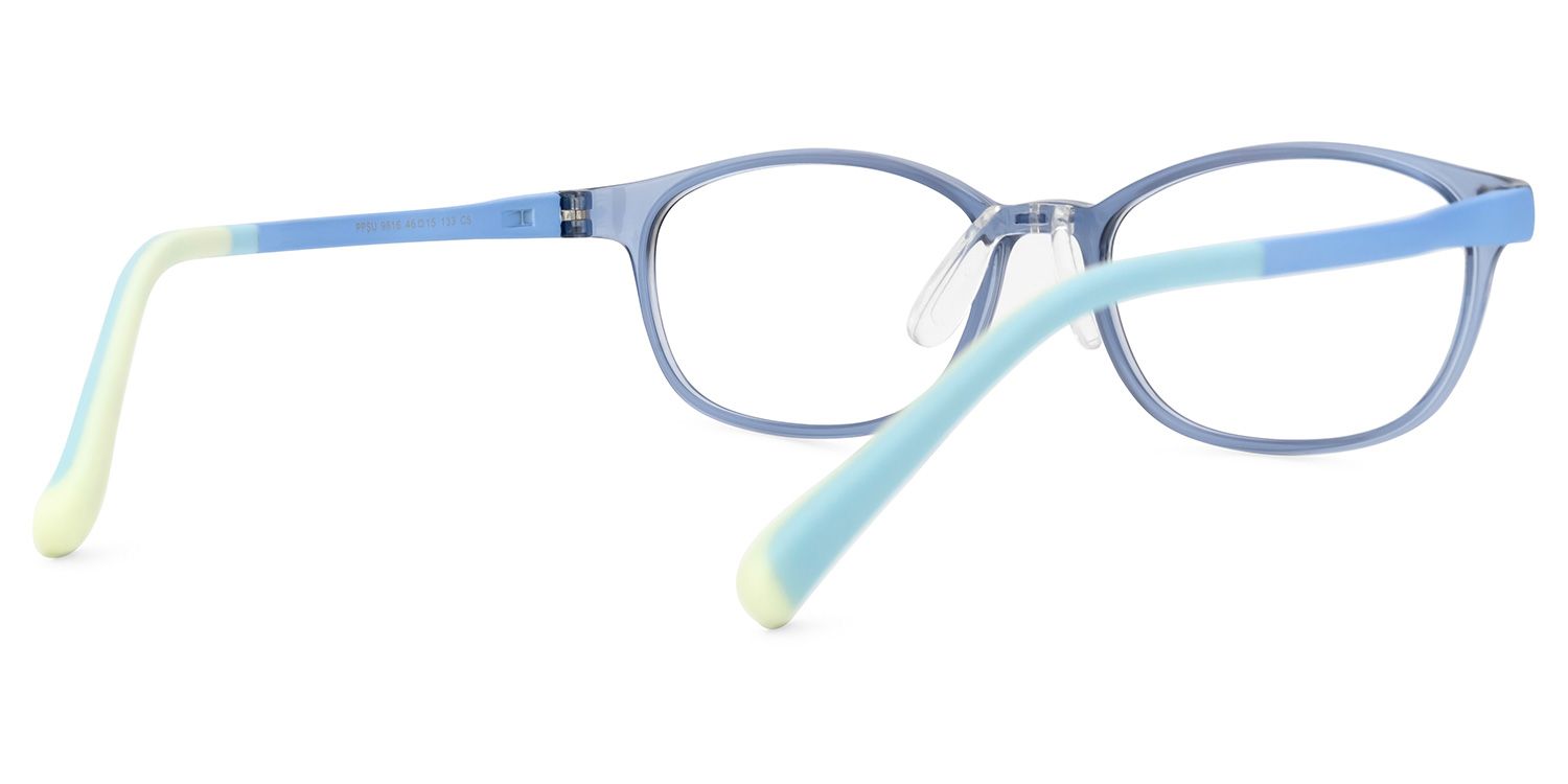 Sebastian - Oval Blue Kids Eyeglasses | Vooglam Side View