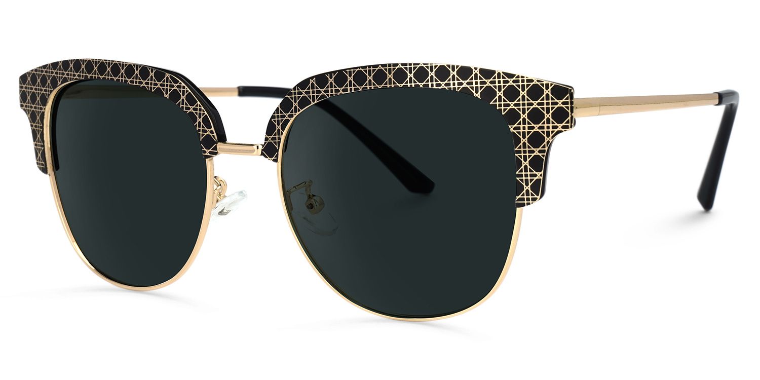 Atalanta - Browline Gold Sunglasses | Vooglam Front View