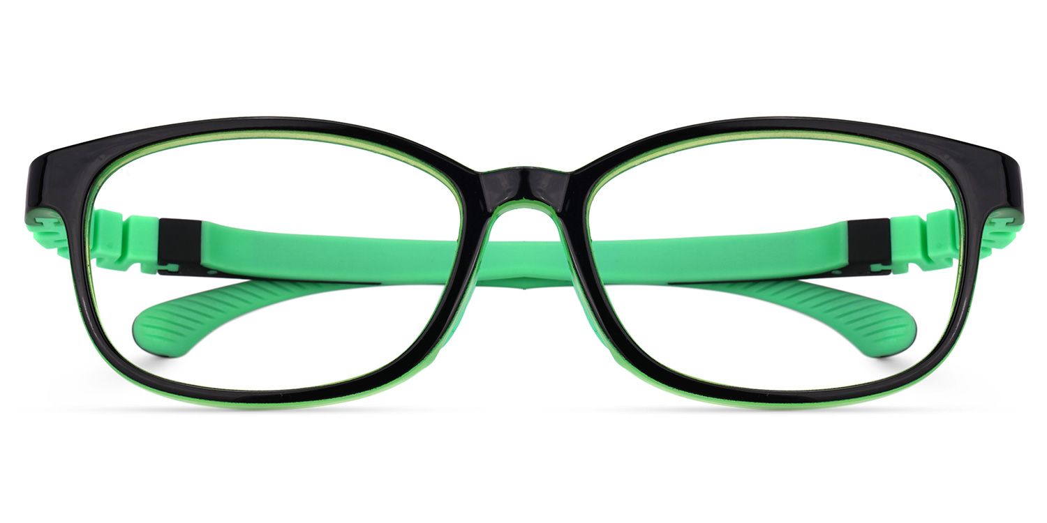 Grayson - Rectangle Green Kids Eyeglasses | Vooglam Angle View