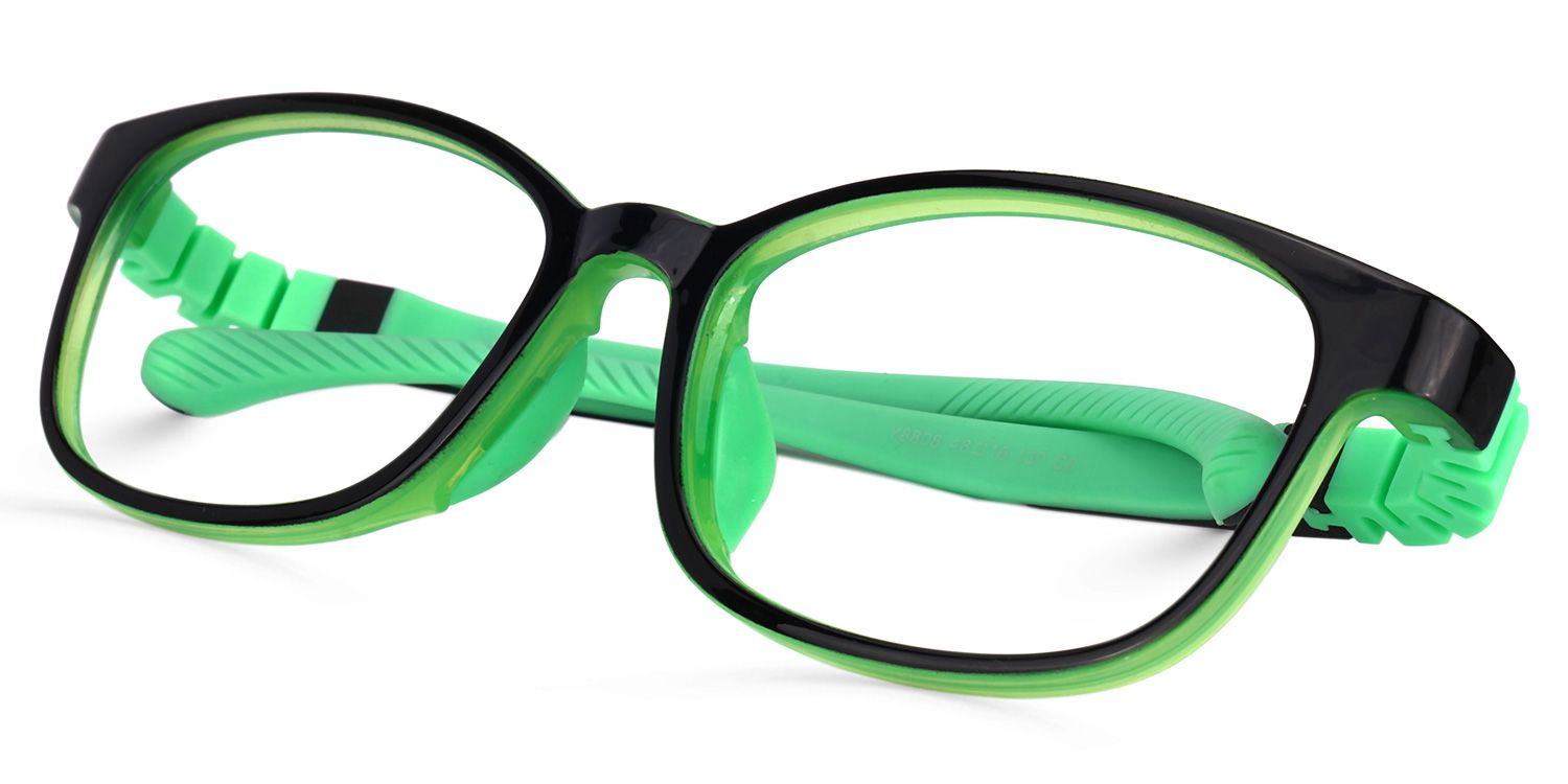 Grayson - Rectangle Green Kids Eyeglasses | Vooglam Front View